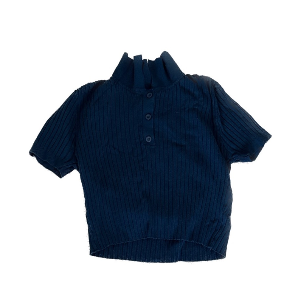 Hollister tween & teen girl cropped navy blue collar shirt